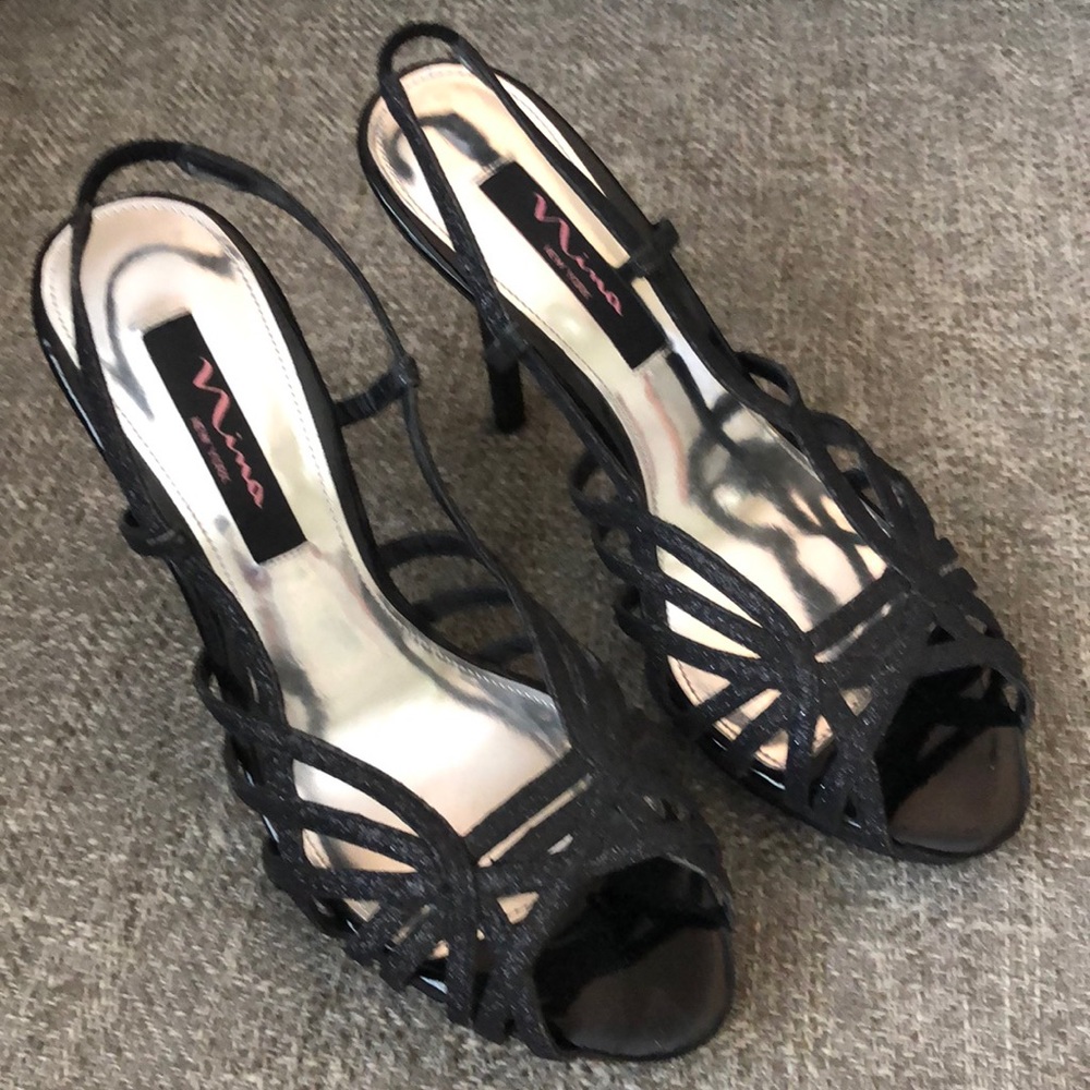 Black sparkly heels. Size 7.5